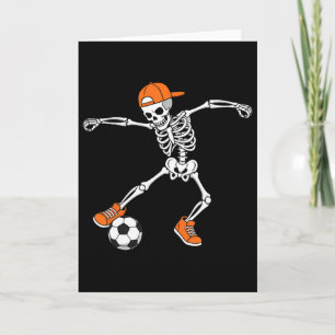 Cartão Esqueleto de Futebol Halloween Pé de Truque ou Tra