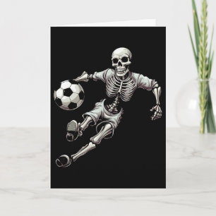 Cartão Esqueleto de Futebol Jogando Futebol Halloween Crâ