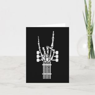 Cartão Esqueleto de Guitarra Sinal de Rocker de Rock n Ro
