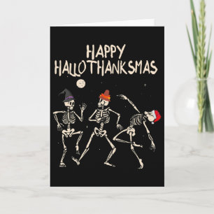 Cartão Esqueleto de Hallothanksmas Natal Halloween Agrade