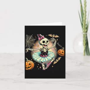 Cartão Esqueleto de Halloween Ballet Dançando Bailarina