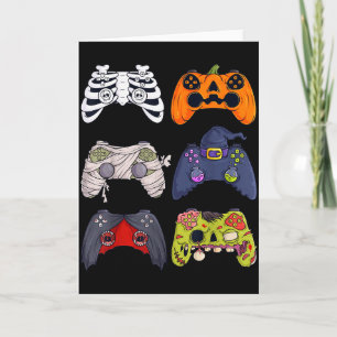 Cartão Esqueleto de Halloween Controles de Jogos Zumbis M