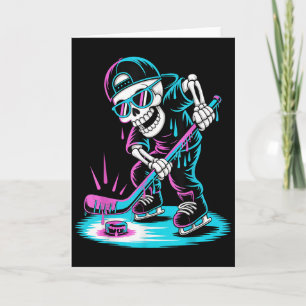 Cartão Esqueleto de Halloween de Hockey Drip Meninos Juve