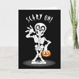 Cartão Esqueleto de Halloween em preto