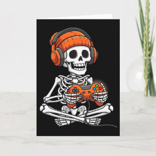 Cartão Esqueleto de Halloween Gamer Vídeo Jogos Meninos H