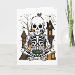 Cartão Esqueleto de Halloween Jogos Assustadores Video Ga