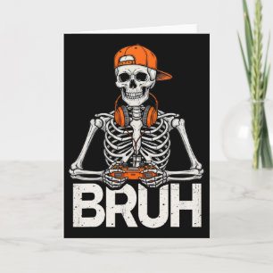 Cartão Esqueleto de jogador Bruh de Halloween Controle de