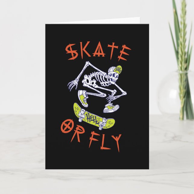Cartão Esqueleto de Skate ou Voa Skatista (Frente)
