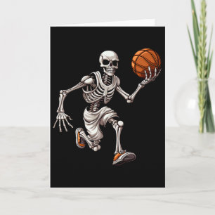 Cartão Esqueleto de Sketll Brincando Crânio de Halloween