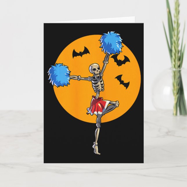 Cartão Esqueleto de Torcida Halloween Esqueleto de Torcid (Frente)