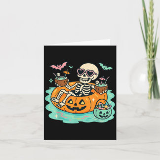 Cartão Esqueleto de Verão Flutuando em Abóbora Cute Pisci