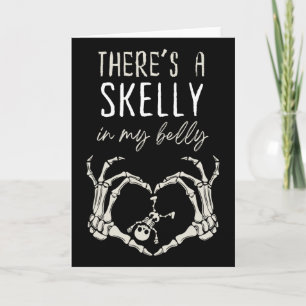 Cartão Esqueleto Engraçado Há Skelly Na Minha Barriga Grá