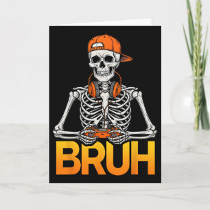 Cartão Esqueleto Gamer Bruh Halloween Controle de Video G