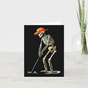 Cartão Esqueleto Golfe Halloween Golfista Jogador de Golf