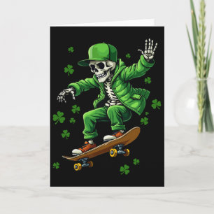 Cartão Esqueleto Irlandês Em Skate Funny Saint Patricks