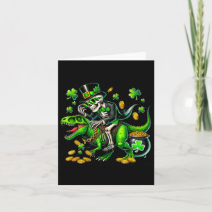 Cartão Esqueleto Leprechaun Esqueleto Montando Trex St Pa