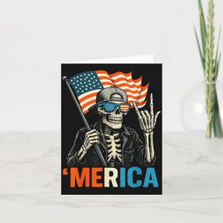Cartão Esqueleto Merica Rock Bandeira Americana Patriótic