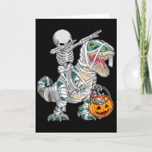 Cartão Esqueleto Montando Dançando Dab Dinossauro Trex Ha