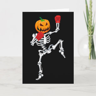 Cartão Esqueleto Muay Thai Abóbora de Halloween Kickboxin