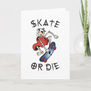 Cartão Esqueleto Patinador Engraçado Patinar ou Morrer