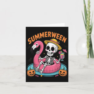 Cartão Esqueleto Sinistro do Summerween Apenas Esperando