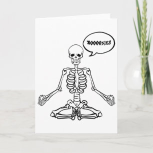 Cartão Esqueleto Yoga Engraçado Meditação Halloween Ossos