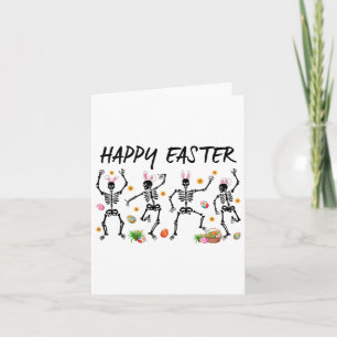 Cartão Esqueletos Dançando Com Ovos De Coelhinhos E Pásco