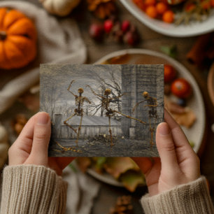 Cartão Esqueletos Dançantes de Decoupage de Halloween Vin