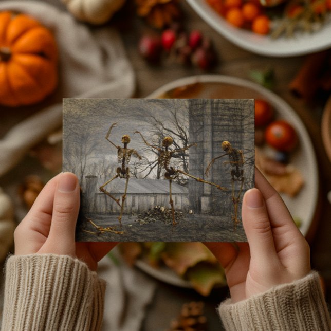 Cartão Esqueletos Dançantes de Decoupage de Halloween Vin (Criador carregado)