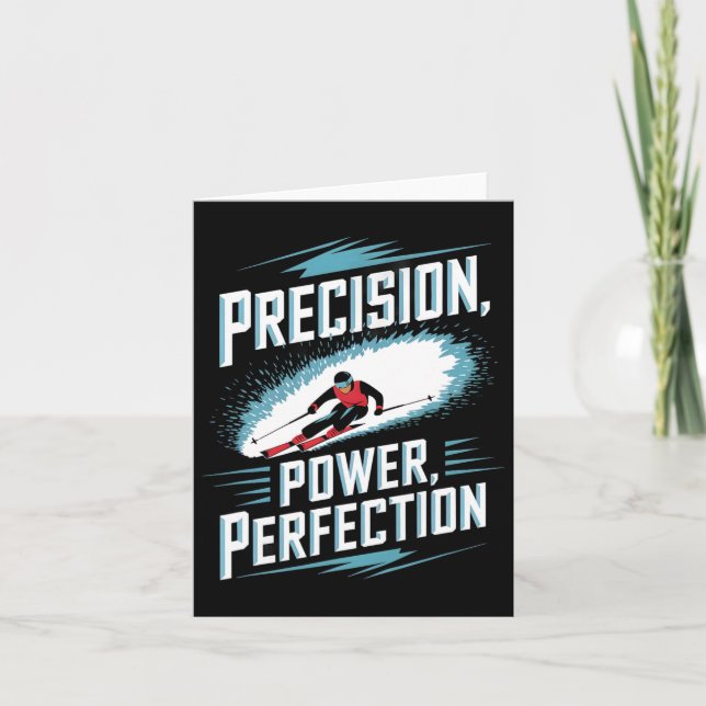 Cartão Esqui Alpino Perfeito com Precisão e Poder (Frente)