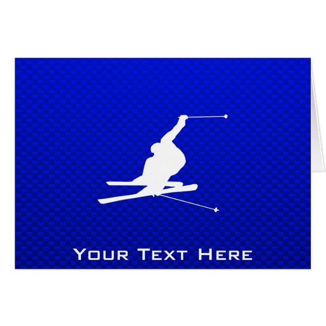 Cartão Esqui azul da neve (Frente Horizontal)