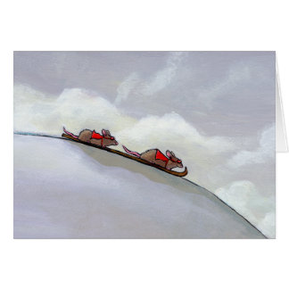 Cartão Esqui da pintura da arte da equipe do esqui do