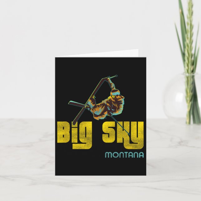 Cartão Esqui da Vintage de Big Sky Montana (Frente)