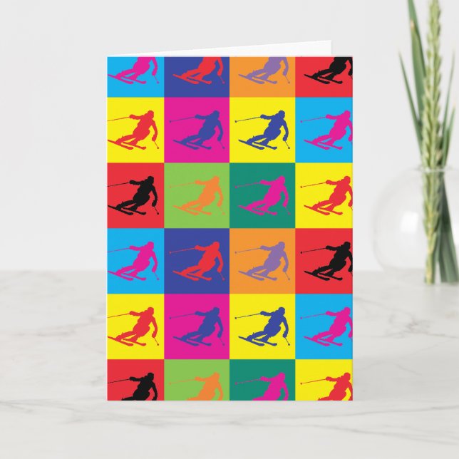 Cartão Esqui de pop Art (Frente)