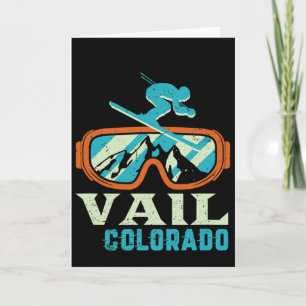 Cartão Esqui e Neve Retro Vintage Montanha Vail Colorado