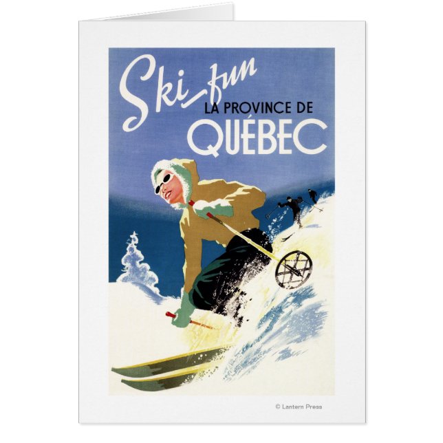 Cartão Esqui feminino - Poster inglês e francês (Frente)