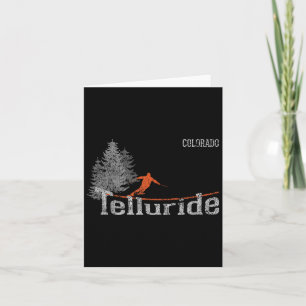 Cartão Esquiando em Telluride Colorado Retrô Desgastado 