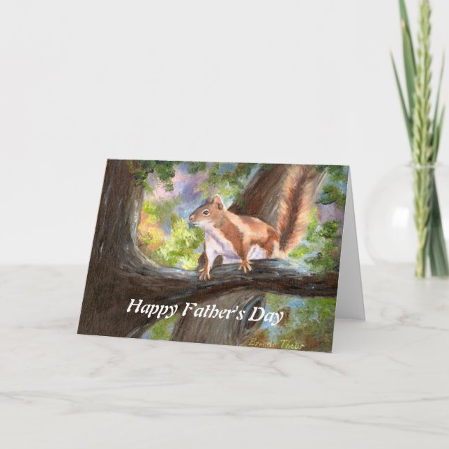 Cartão Esquilo Aqui está olhando para seu Dia de os pais (Frente)