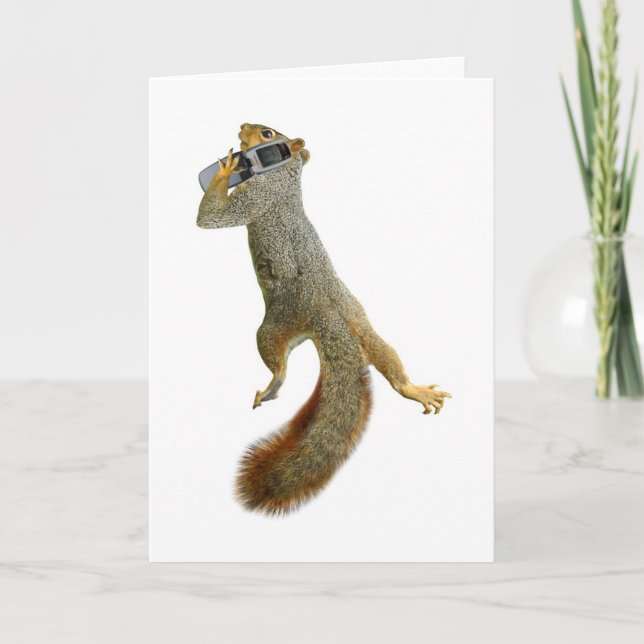 Cartão Esquilo com telemóvel (Frente)