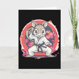 Cartão Esquilo de Karatê Fofo Flor de Lótus Mma Kickboxin