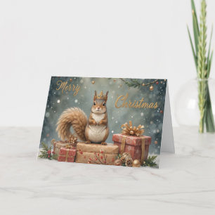 Cartão Esquilo Festivo Com Presentes Natal Fofo