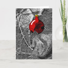 Cartão Esquilo na árvore de Natal