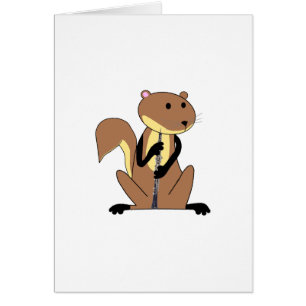 Cartão Esquilo que joga o Oboe