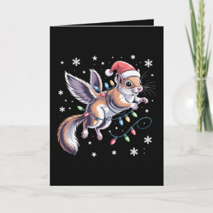 Cartão Esquilo Voador De Natal Chapéu Do Papai Noel Luzes