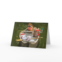 Esquilos Engraçados Em Uma Canoa Se Divertindo Em