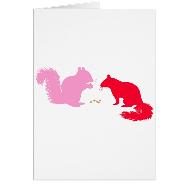 Cartão Esquilos Rosa e Vermelho (Frente)