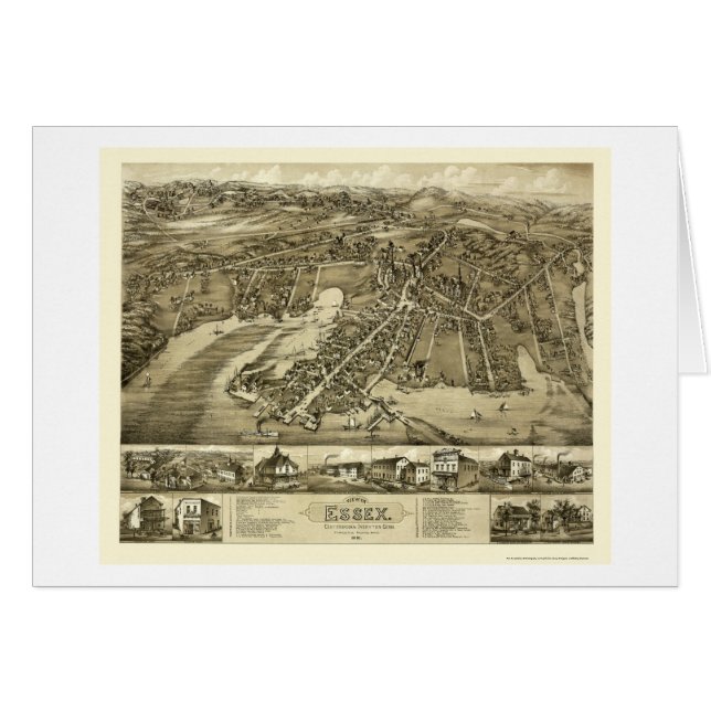 Cartão Essex, mapa panorâmico do CT - 1881 (Frente Horizontal)
