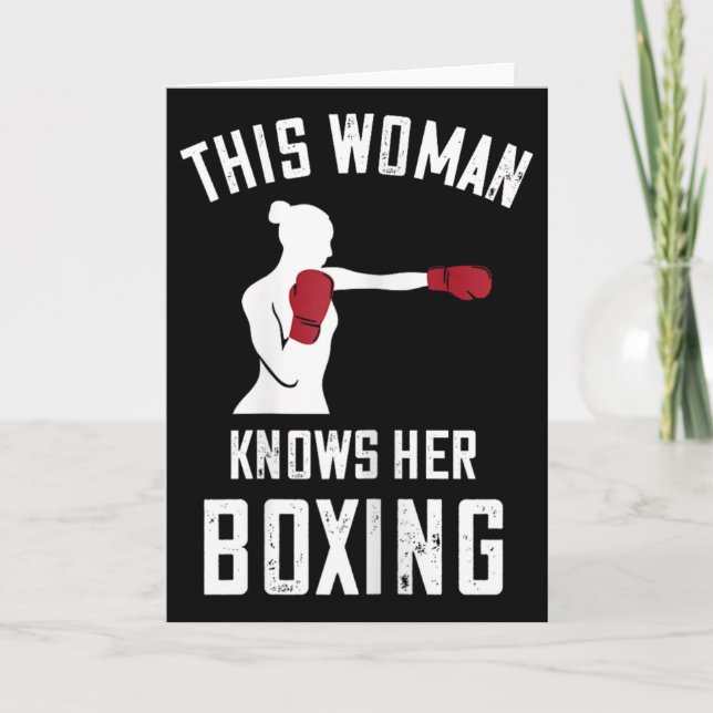 Cartão Esta Mulher Sabe Boxe Boxeador Kickboxing Luvas de (Frente)