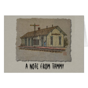 Cartão Estação de Comboio de Pequena Cidade