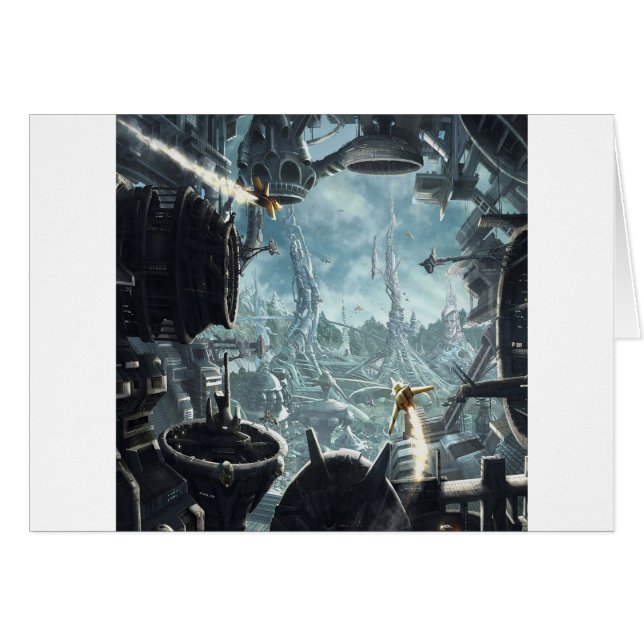 Cartão Estação espacial abstrata da cidade (Frente Horizontal)